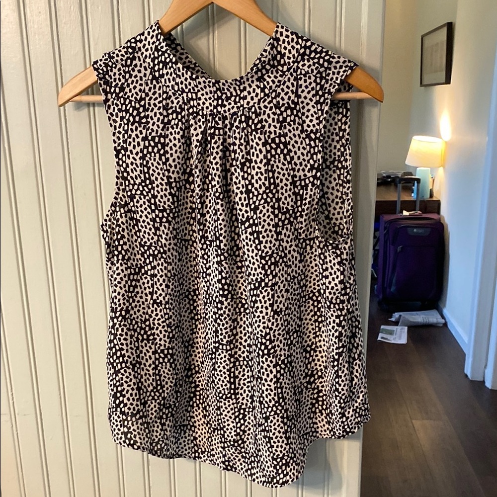 Sleeveless Black and White Polka Dot Top